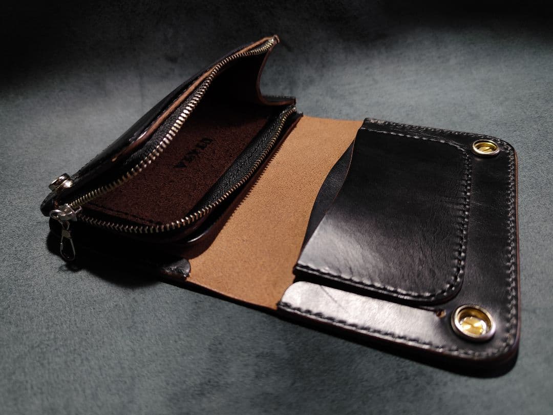 HORWEENクロムエクセル ミドルトラッカーウォレット③　ターコイズコンチョ