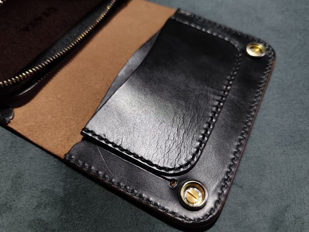 HORWEENクロムエクセル ミドルトラッカーウォレット③　ターコイズコンチョ