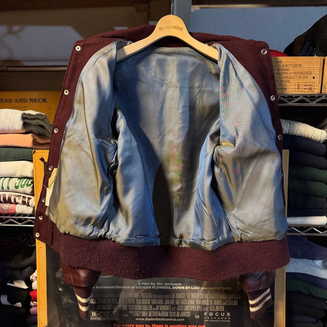 上質 60s vintage バーシティジャケット プレーン バーガンディ