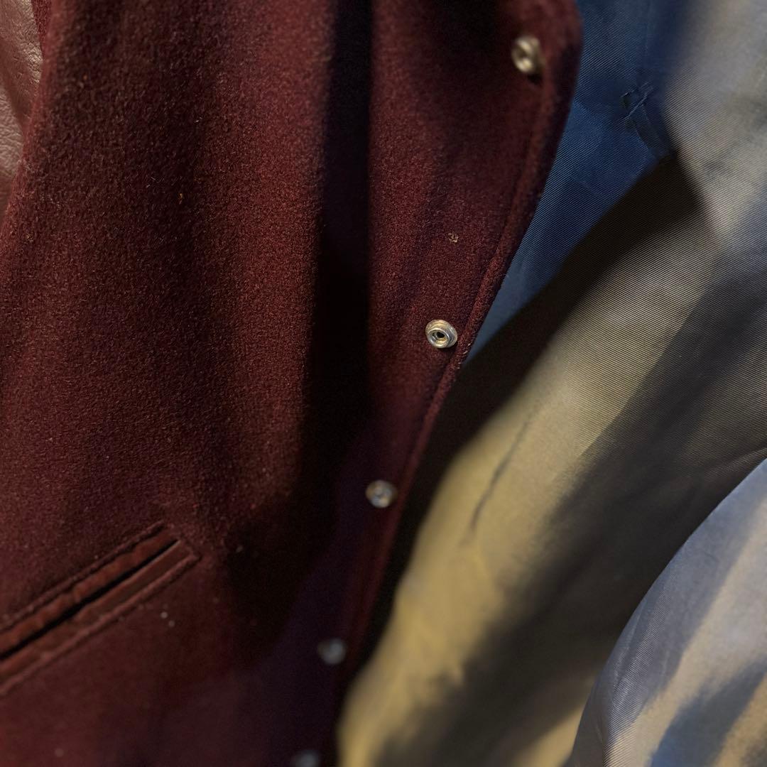 上質 60s vintage バーシティジャケット プレーン バーガンディ
