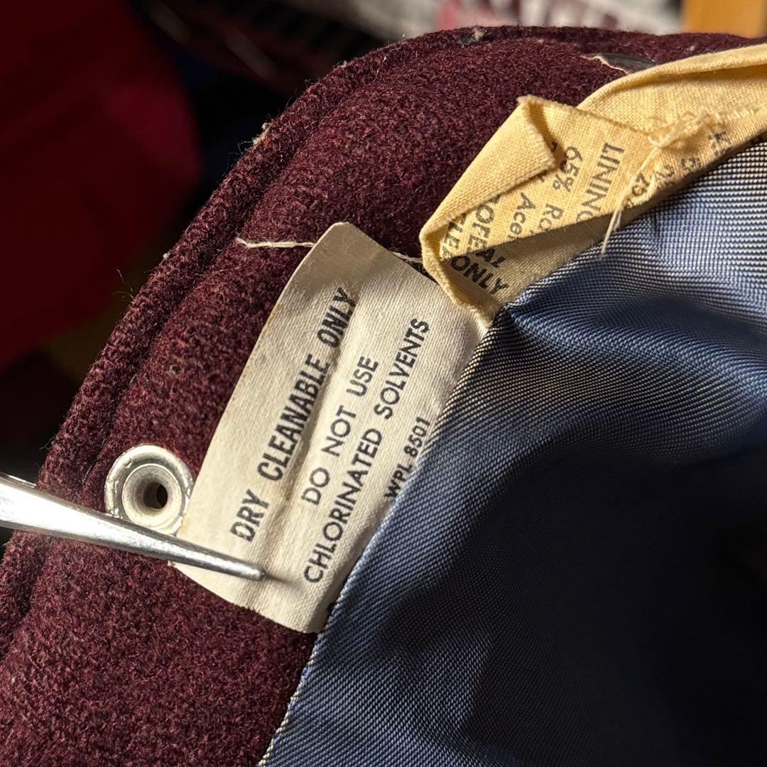 上質 60s vintage バーシティジャケット プレーン バーガンディ