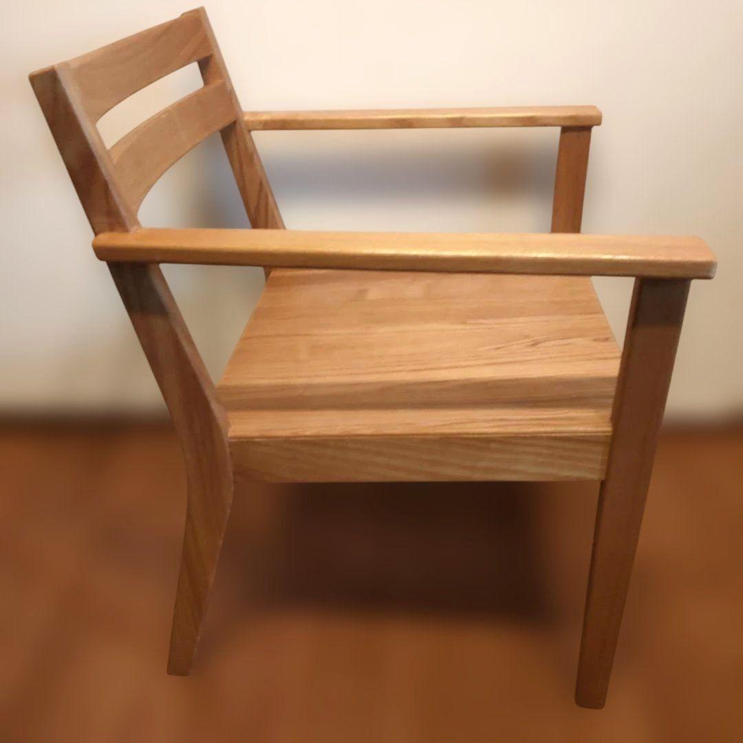 無印良品 木製アームチェア ダイニング用ラウンジチェア タモ材 北欧 廃盤品