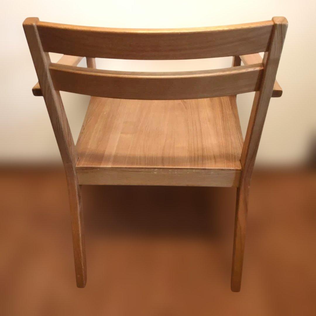 無印良品 木製アームチェア ダイニング用ラウンジチェア タモ材 北欧 廃盤品