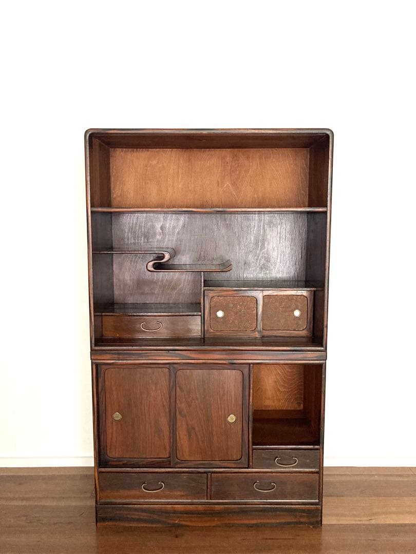 【メンテ済】佇まい良さげな収納棚　茶箪笥　上下分割可　高さ124cm