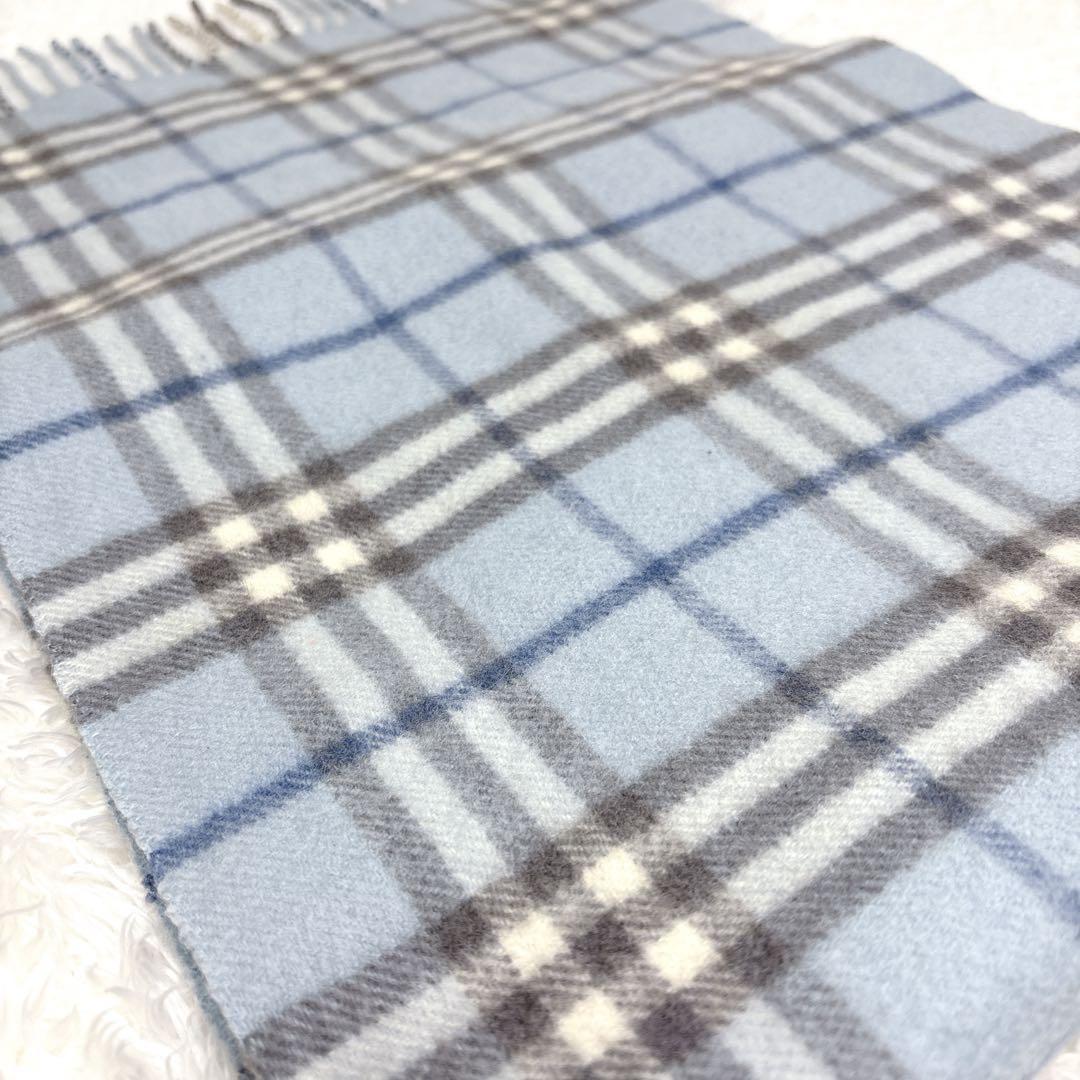 希少✨Burberry ノバチェック カシミヤ100% ブルーカラー　マフラー
