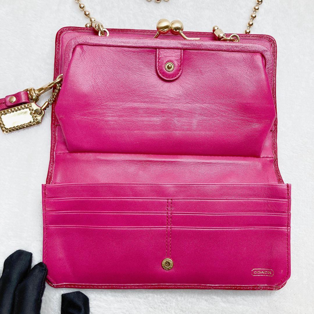 バッグ Coach Shoulder Wallet Kiss Lock Pink y2k
