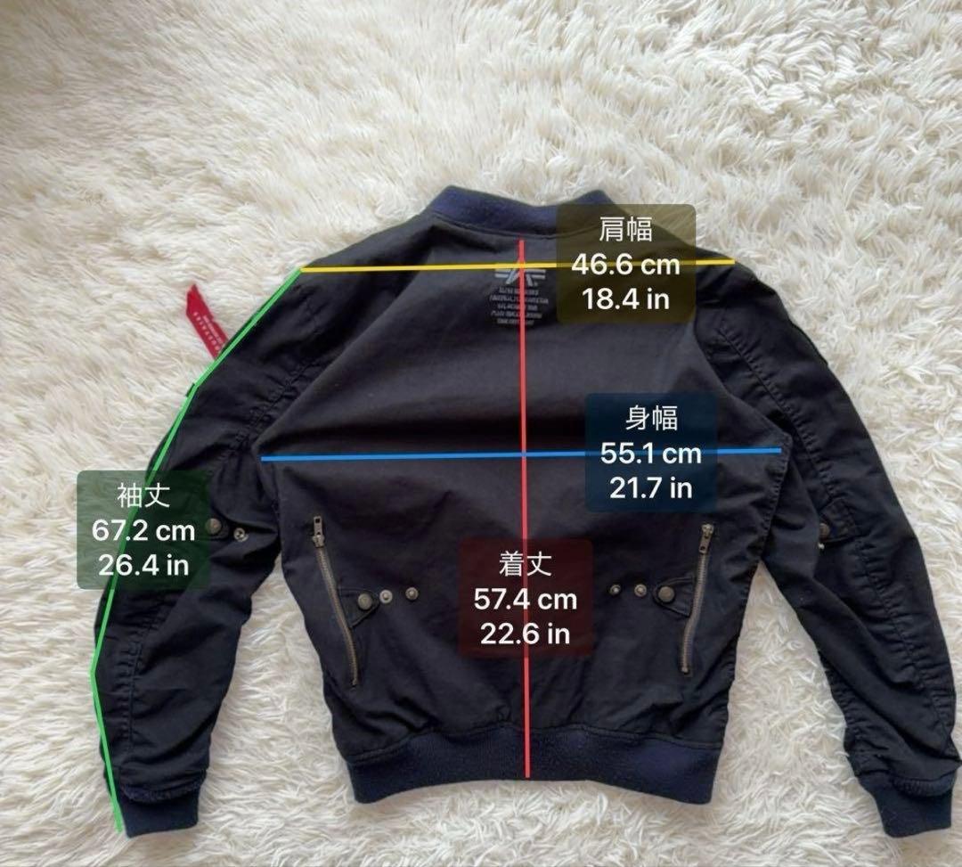 ALPHA フライトジャケット MA-1タイプ 刺繍ロゴ ワッペン付き M 黒