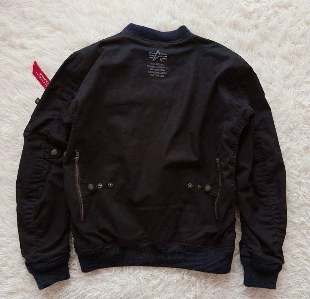 ALPHA フライトジャケット MA-1タイプ 刺繍ロゴ ワッペン付き M 黒