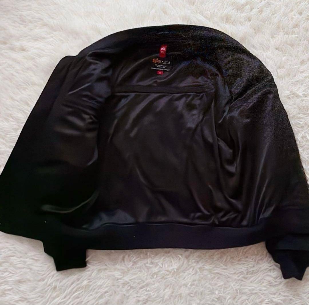 ALPHA フライトジャケット MA-1タイプ 刺繍ロゴ ワッペン付き M 黒