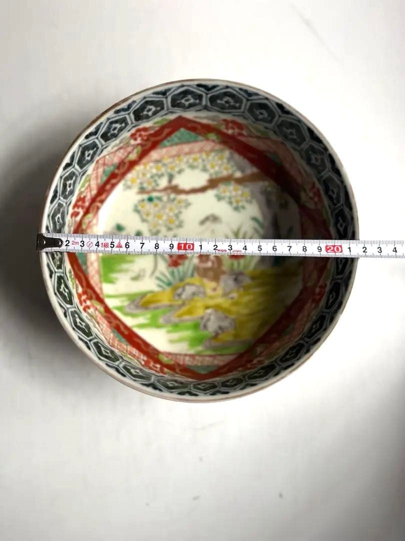 518 骨董 アンティーク 古伊万里 染付 豪華 色絵金彩花鳥図7寸鉢 幕末