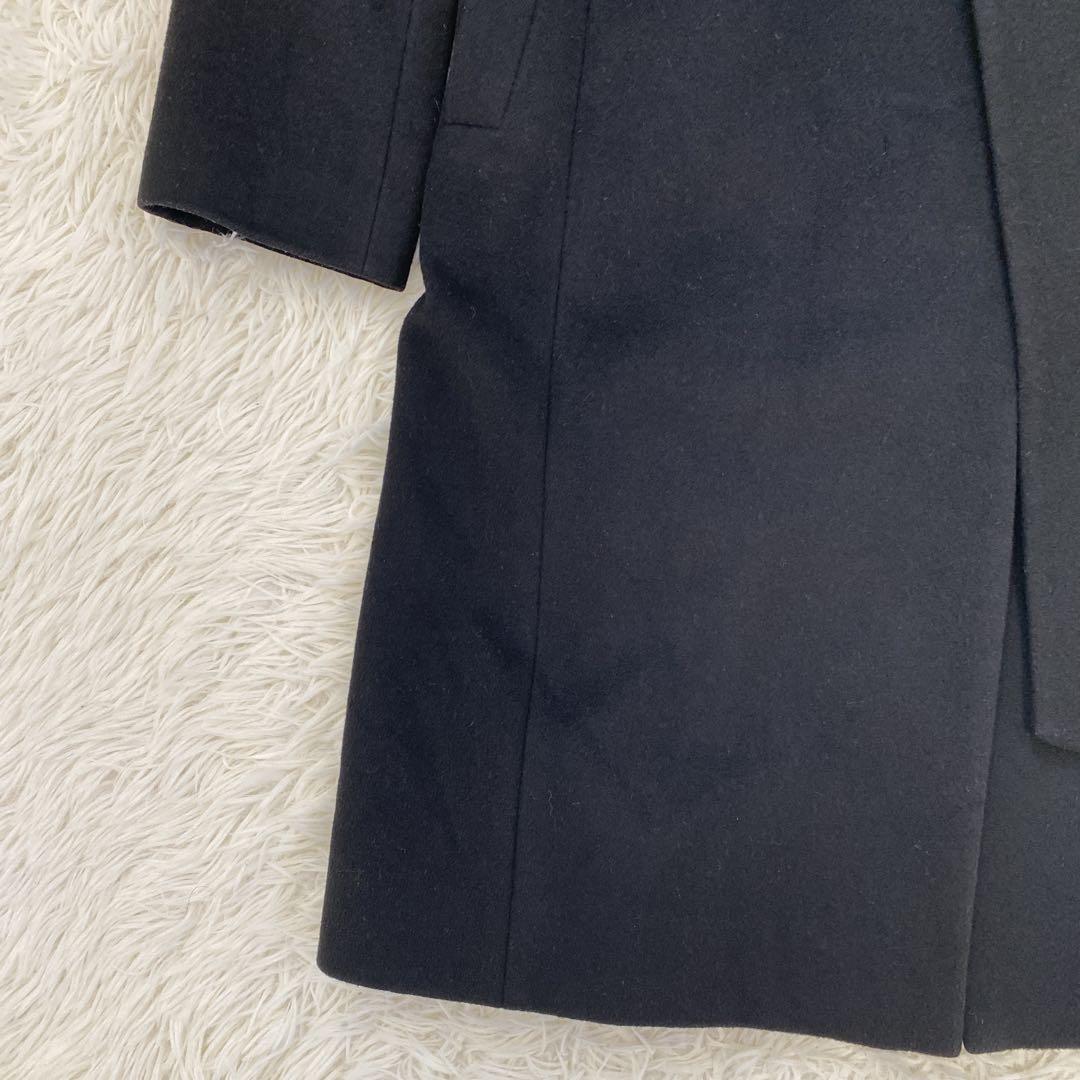 ピンキーアンドダイアン カシミヤ混 フォックスファーコート ベルト付き 黒 38