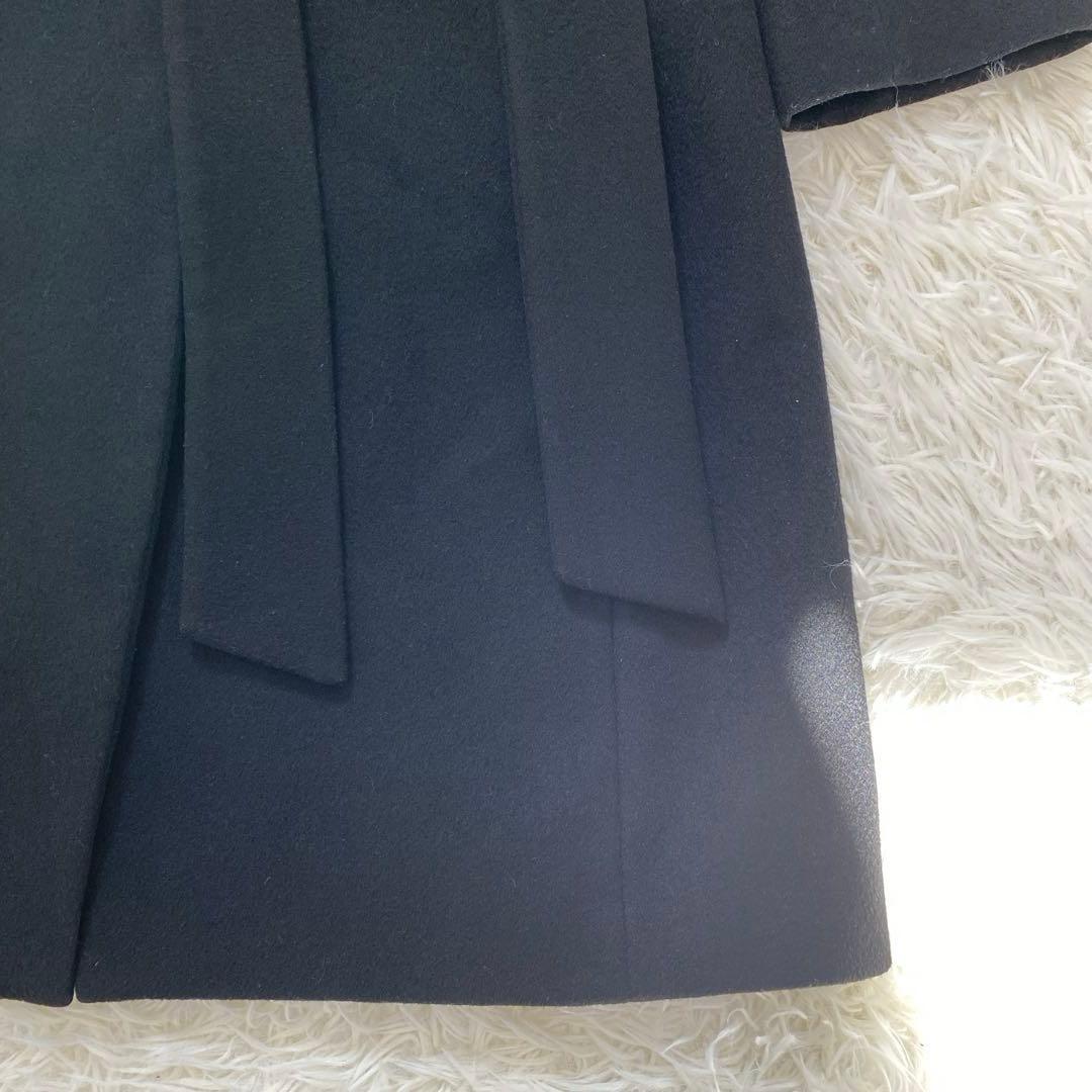 ピンキーアンドダイアン カシミヤ混 フォックスファーコート ベルト付き 黒 38