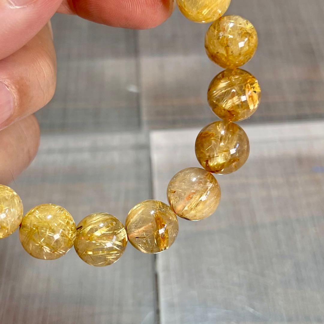 金運強　太陽放射ルチルブレスレット　ヘマタイト　ルチルクォーツ　2-9