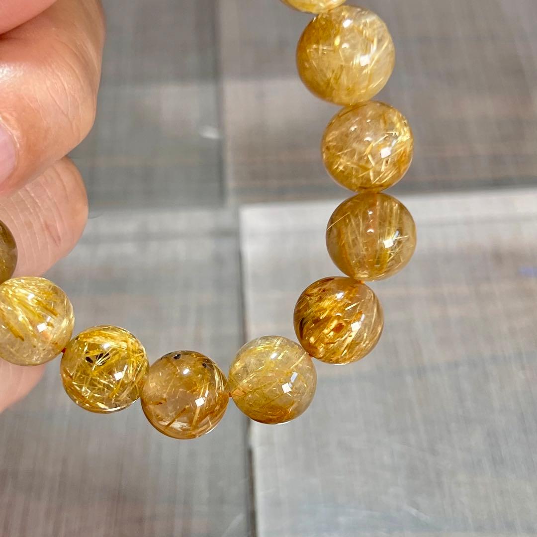 金運強　太陽放射ルチルブレスレット　ヘマタイト　ルチルクォーツ　2-9