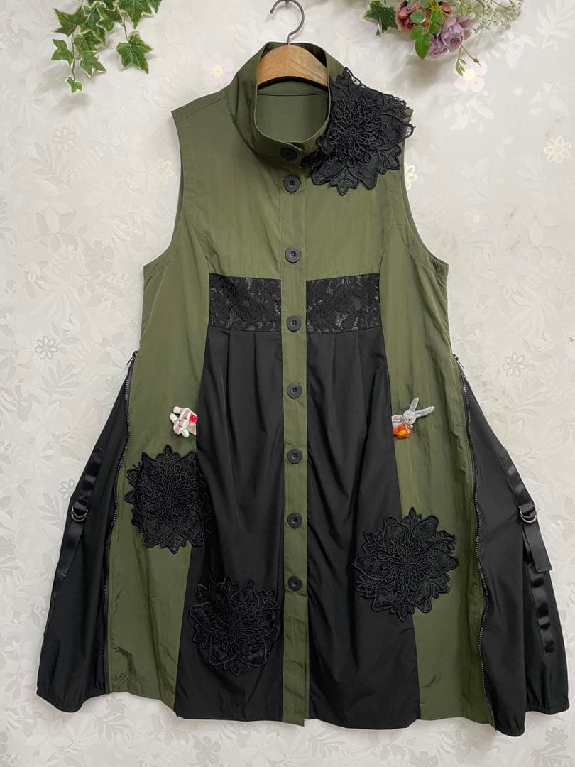 275新品BRILLANTE豪華お花レース付きストレッチロングベスト