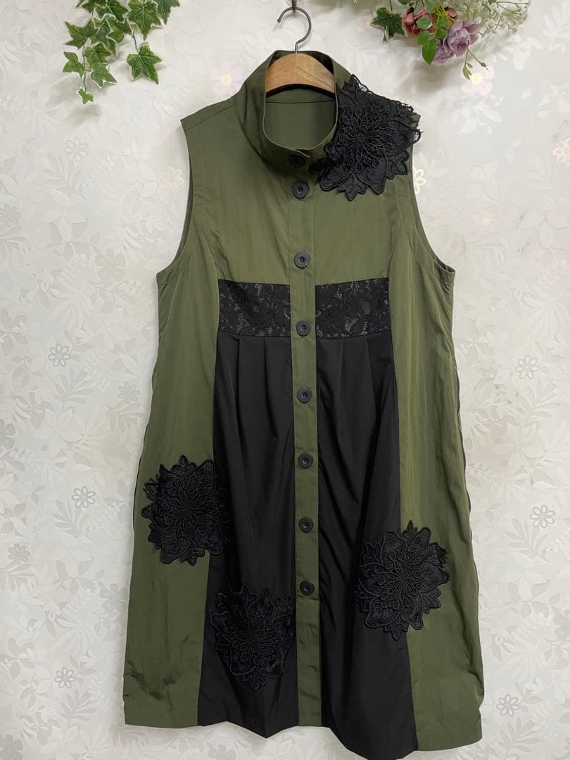 275新品BRILLANTE豪華お花レース付きストレッチロングベスト