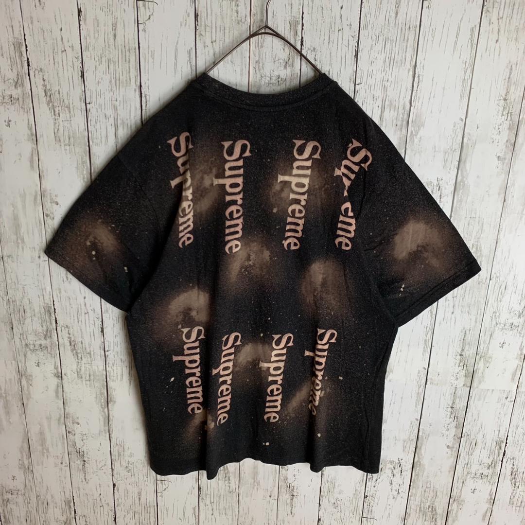 【希少・即完売モデル】シュプリーム☆総柄ロゴ入り入手困難Tシャツ/1421.
