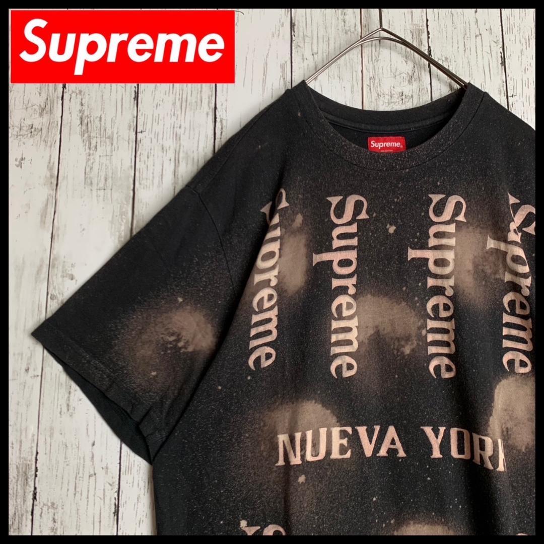 【希少・即完売モデル】シュプリーム☆総柄ロゴ入り入手困難Tシャツ/1421.
