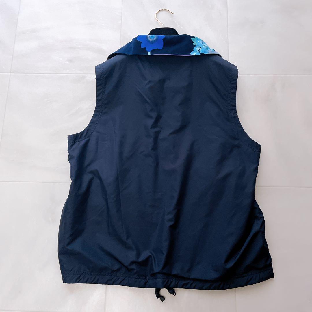 美品✨レオナール リバーシブルベスト ロゴ入り トリム ゴルフ ブルー系 L