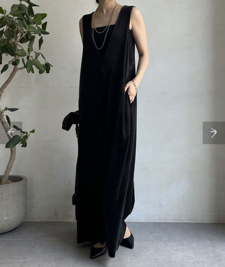 DOUDOU サロペット ブラック ベロア オールインワン オーバーオール