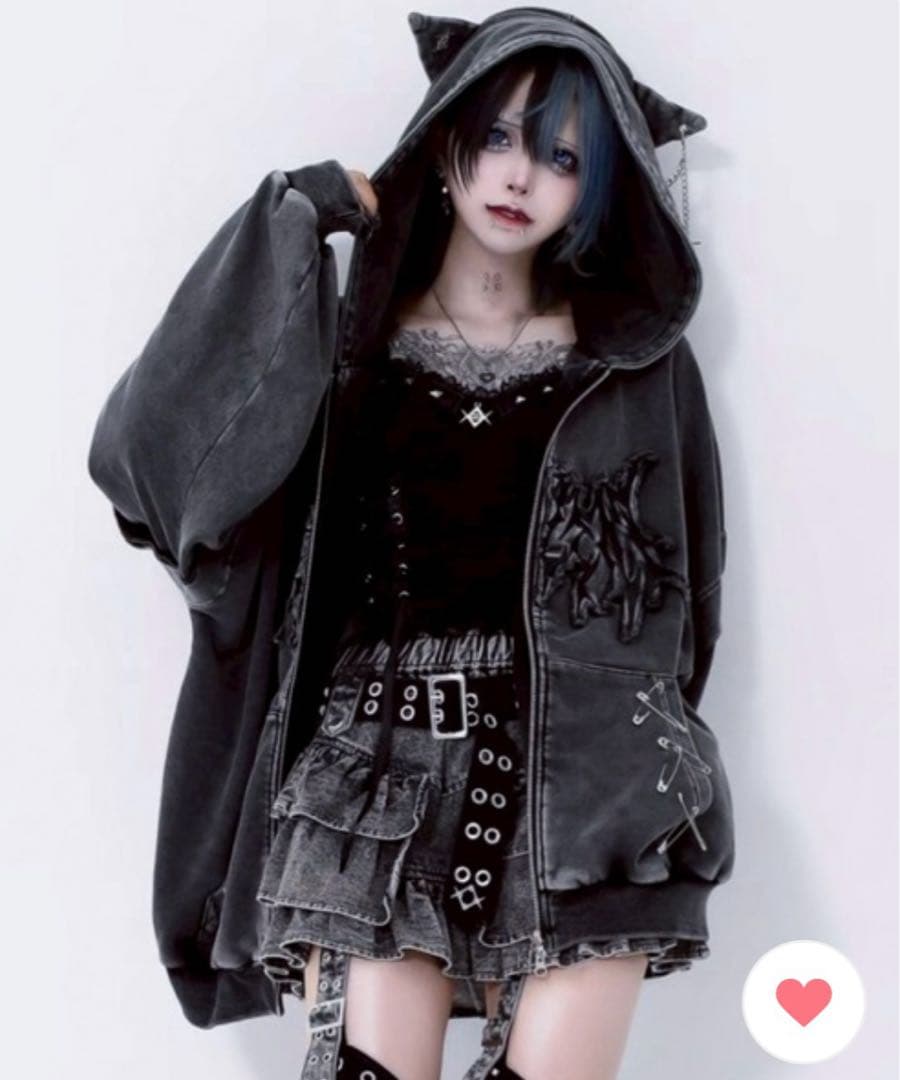 REFLEM レフレム 猫耳ZIPパーカー ジップアップパーカー グレー