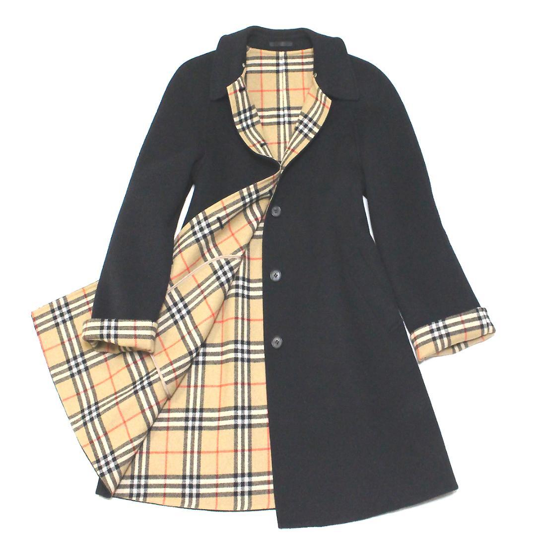 美品バーバリー カシミヤ混 チェスターコート 7黒　ダブルフェイス