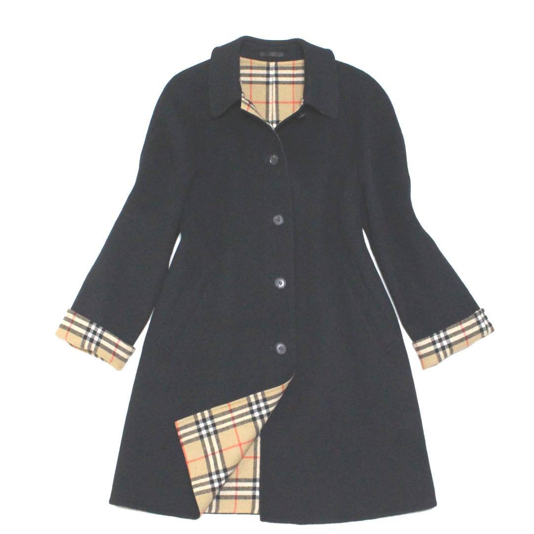 美品バーバリー カシミヤ混 チェスターコート 7黒　ダブルフェイス