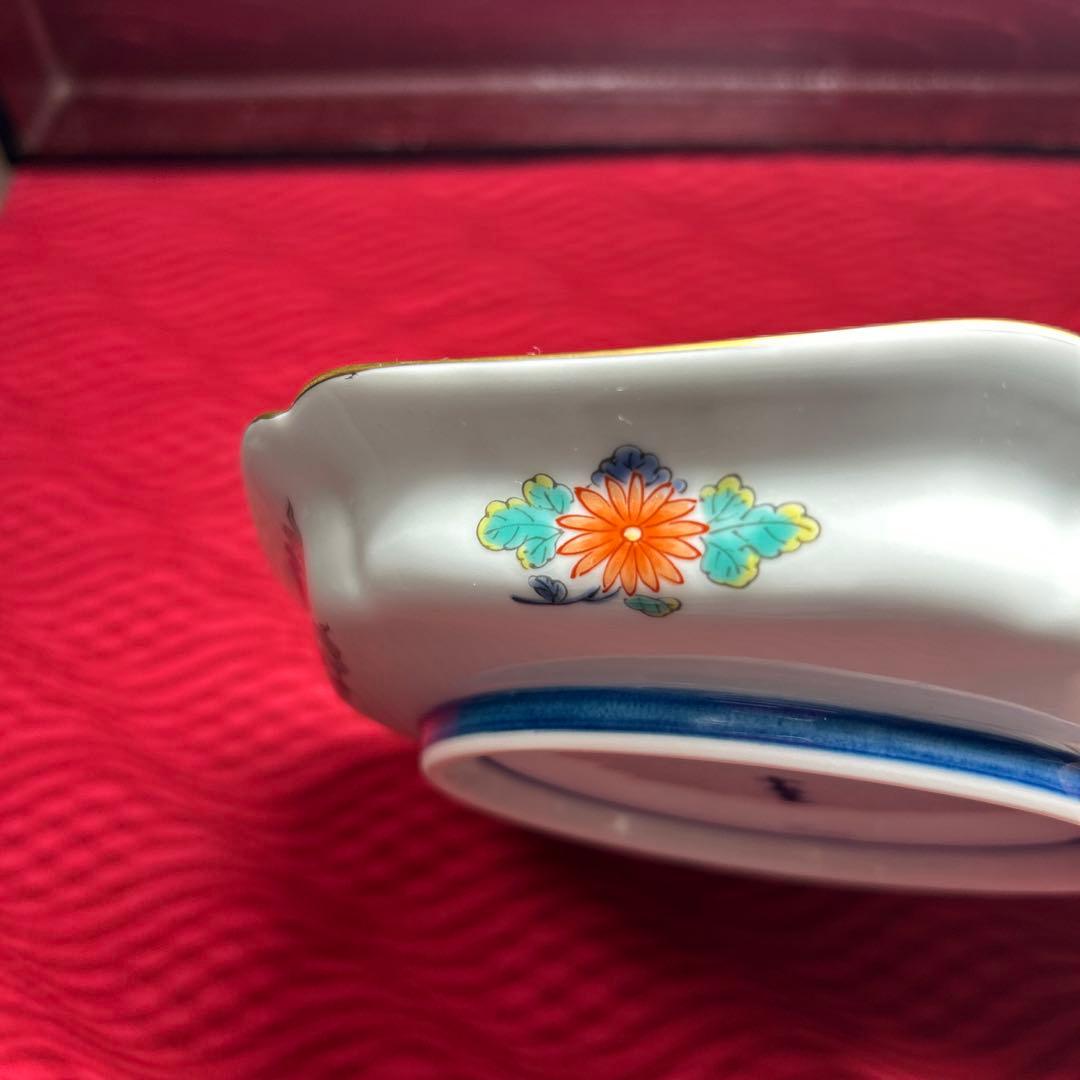 174 有田焼 古伊万里 幸楽窯 錦色絵山水 六角皿 5枚 箱付 18.5cm