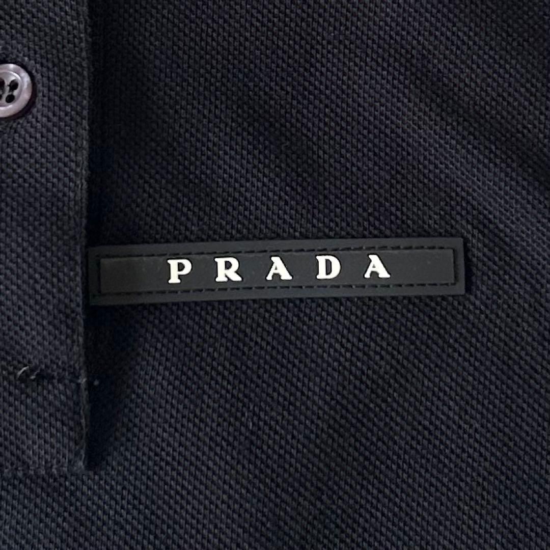 プラダ ポロシャツ 近年モデル ブラック ラバーロゴプレート