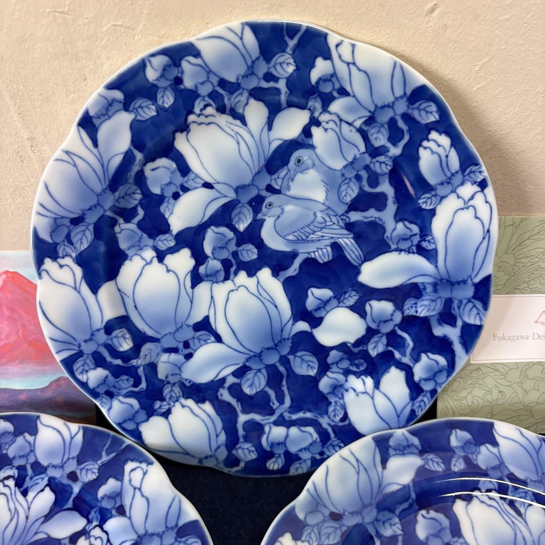 深川製磁　花鳥外濃　パン皿5枚