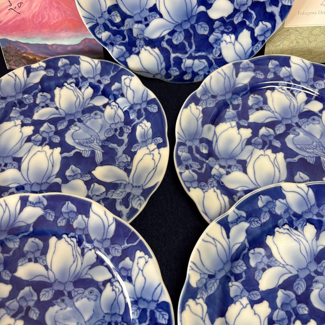 深川製磁　花鳥外濃　パン皿5枚