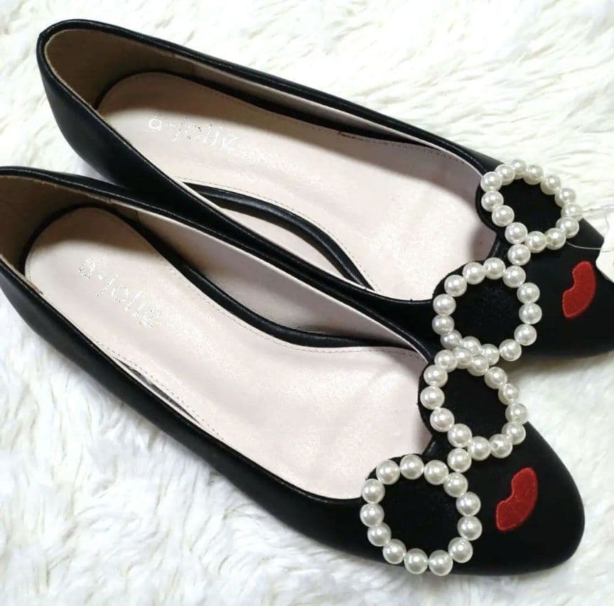 新品a-jolieアジョリー/37/パールサングラスフラットシューズ