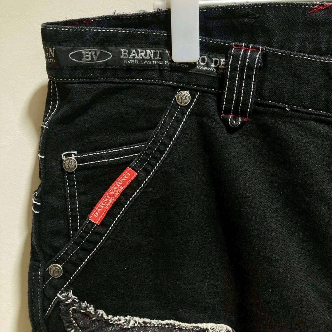 BARNI VARNO パンツ　ブラック　ワイド　太め　L