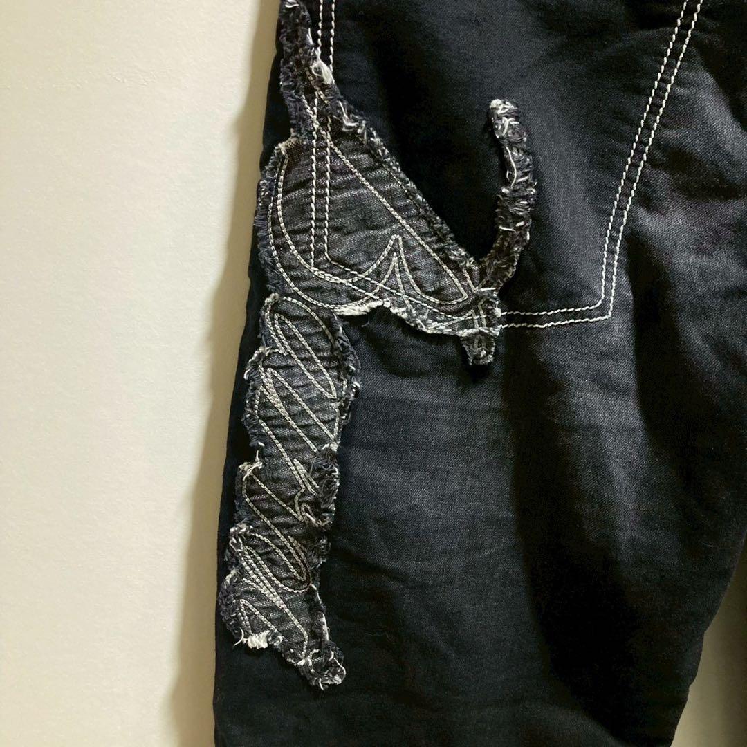 BARNI VARNO パンツ　ブラック　ワイド　太め　L