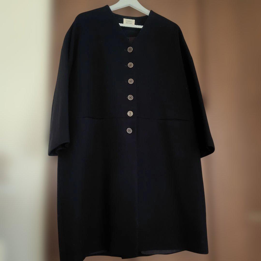 【美品】アトリエナルセ　メルトンウールコクーンコート　ブラック