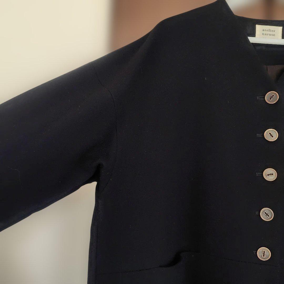 【美品】アトリエナルセ　メルトンウールコクーンコート　ブラック