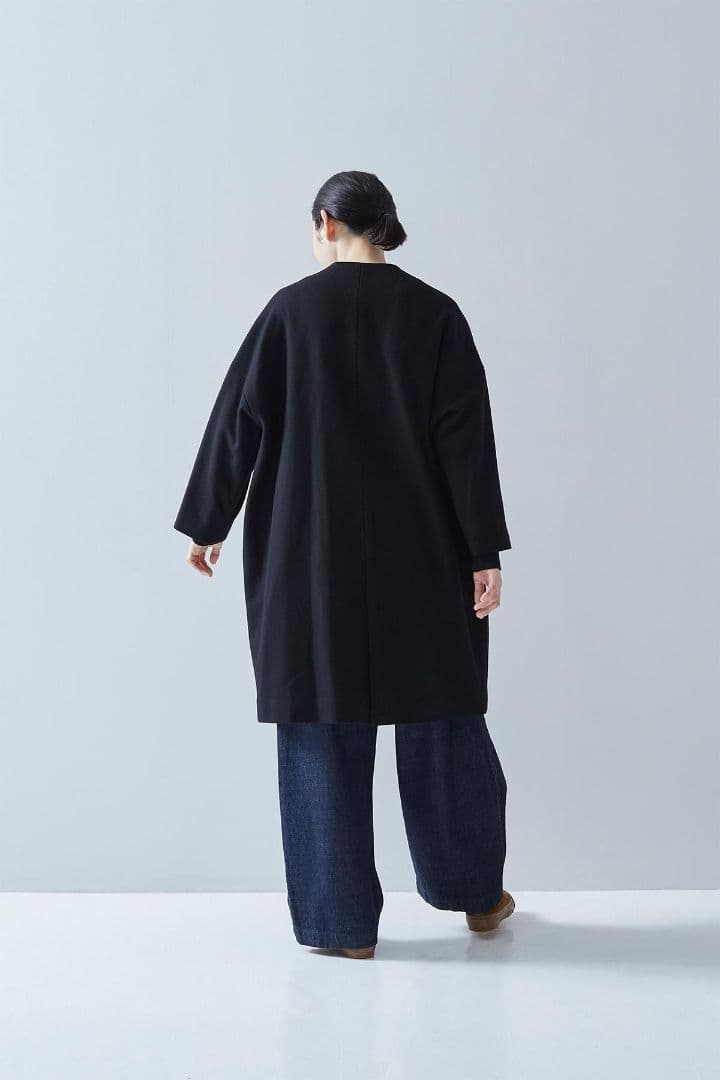 【美品】アトリエナルセ　メルトンウールコクーンコート　ブラック