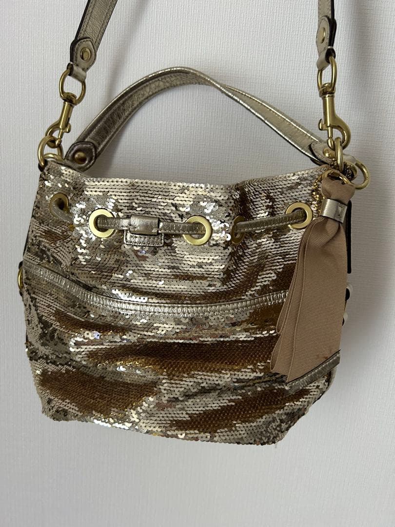 【美品】COACH コーチ スパンコール パーティーショルダーバッグ