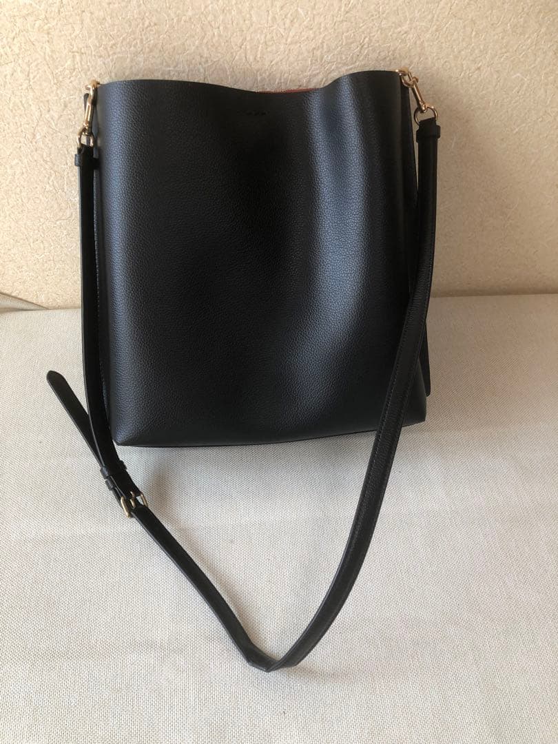 COACH ブラック レザー ショルダーモリーパケットバッグ　コーチ　バッグ