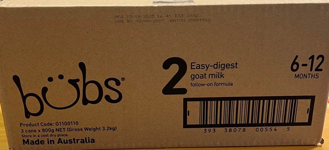 バブス　bubs ヤギミルク800g 3缶セット