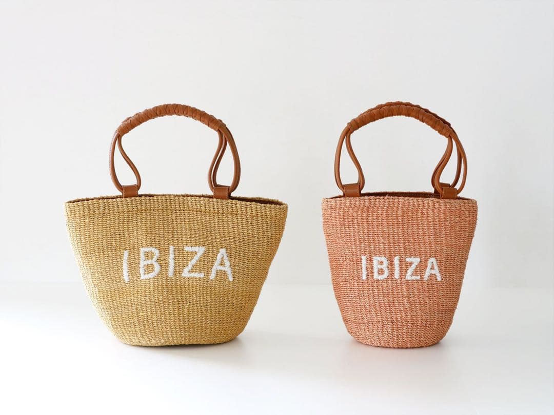 IBIZA イビザ　アバカ　ラフィアバッグ　ハンドバッグ　ロゴ