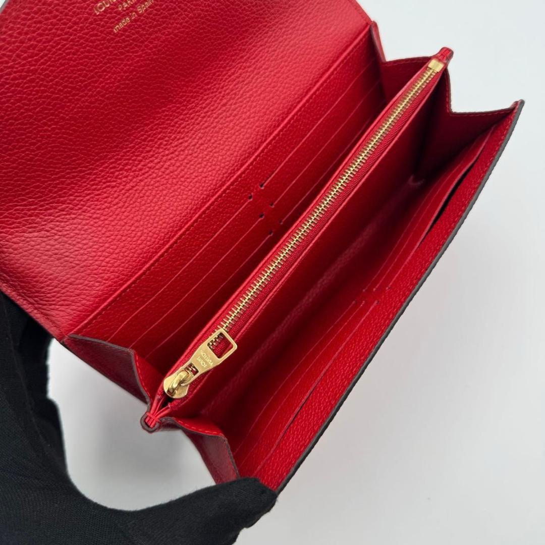 【美品】ルイヴィトン ポルトフォイユ・サラ モノグラム・アンプラント 長財布 赤
