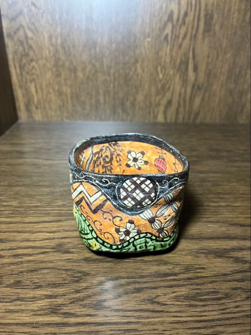 漫画織部 ぐい呑　花魁　深見文紀 共箱