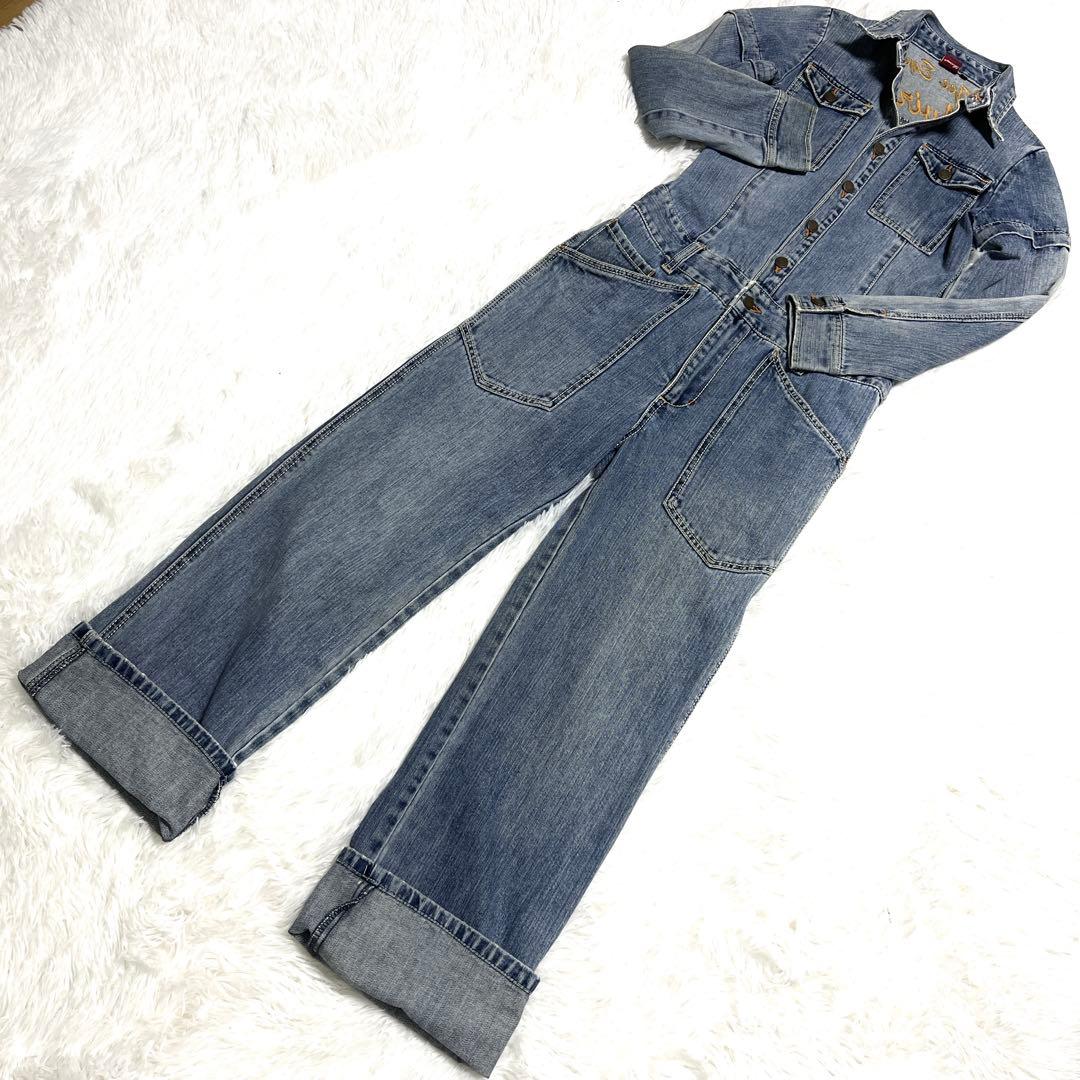 美品 AVIREX 2way デニム オールインワン ブルー つなぎ