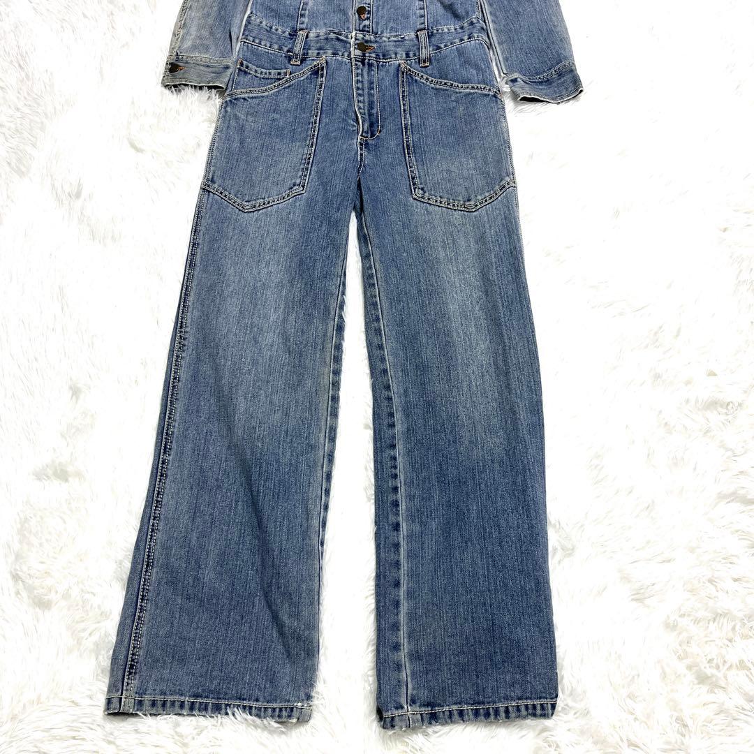 美品 AVIREX 2way デニム オールインワン ブルー つなぎ