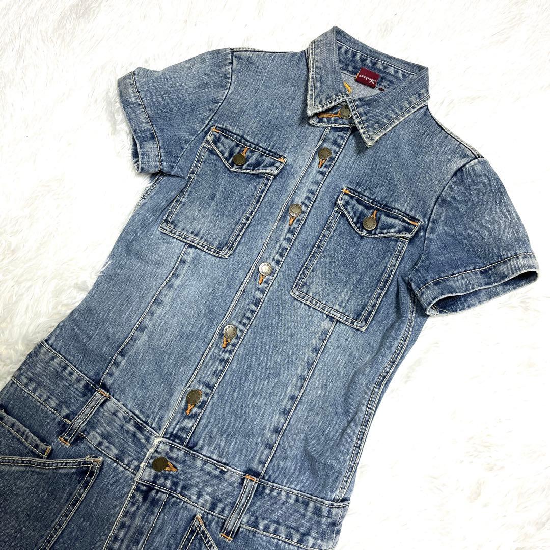 美品 AVIREX 2way デニム オールインワン ブルー つなぎ
