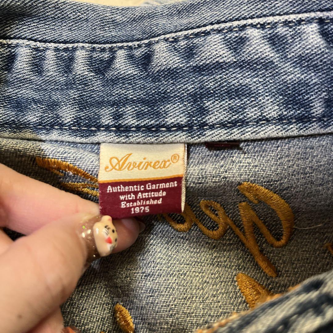 美品 AVIREX 2way デニム オールインワン ブルー つなぎ