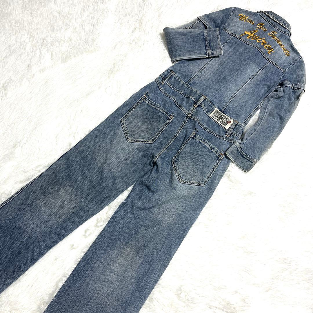 美品 AVIREX 2way デニム オールインワン ブルー つなぎ