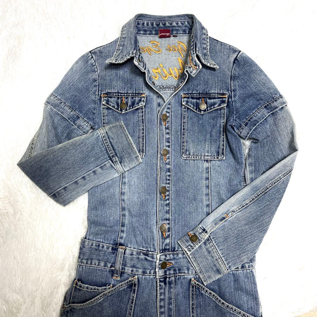 美品 AVIREX 2way デニム オールインワン ブルー つなぎ