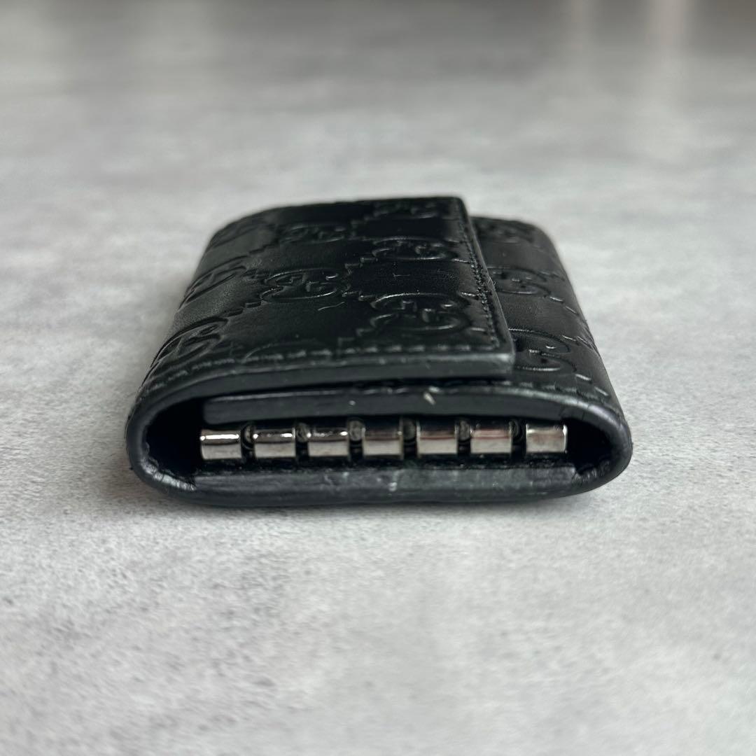 GUCCI GGシマ　レザーキーケース　黒